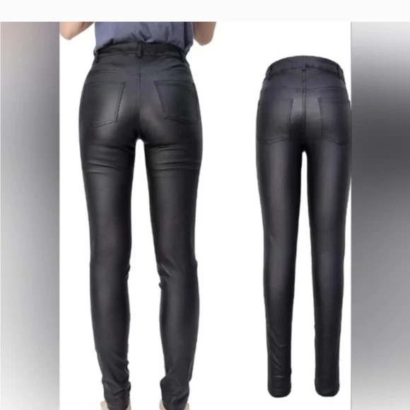 SPYM Luxe Coated Black Edgemont Ultra Skinny Ankle Zip Pants Size 38 (M) - Picture 6 of 16